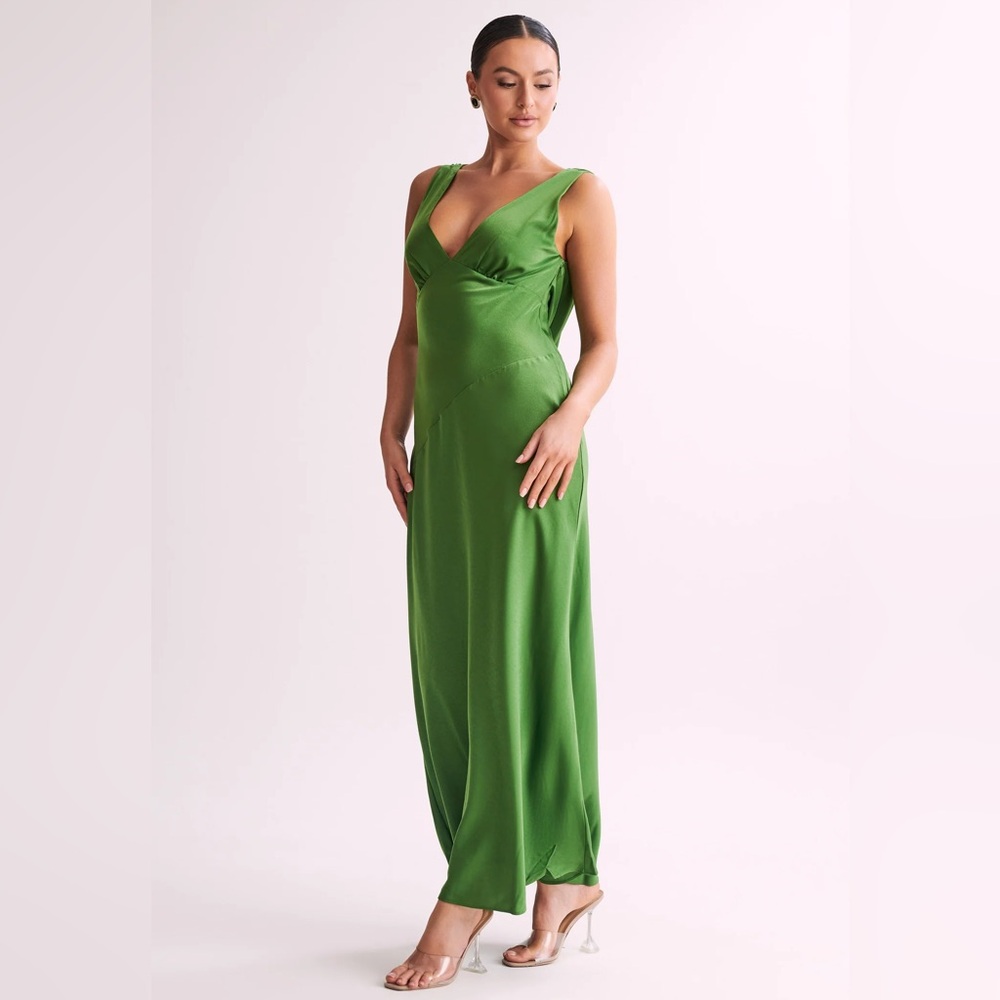 Meshki Maxi Satin Dress With Back Cowl